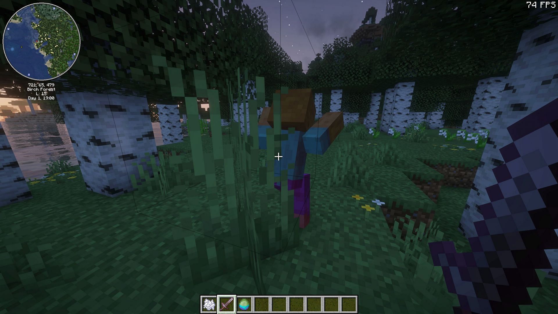 This mod allows you to hit mobs even through grass (Image via Sportskeeda Gaming || Mojang Studios)